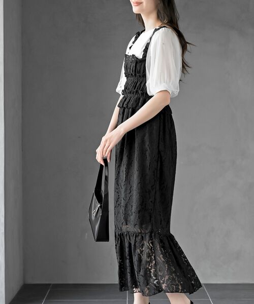 rps（アールピーエス）の「レースシャーリングキャミワンピース（ワンピース・レディース・ブラック/オフホワイト・フリー）」の13枚目の写真