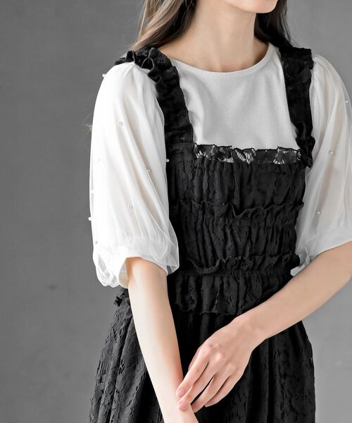 rps（アールピーエス）の「レースシャーリングキャミワンピース（ワンピース・レディース・ブラック/オフホワイト・フリー）」の16枚目の写真