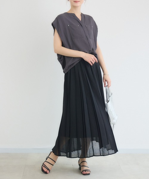 KATHARINE ROSS(キャサリンロス)の「【KATHARINE ROSS】【COOL/UV/DRY】スキッパー衿ブラウス(シャツ/ブラウス・レディース・チャコールグレー/イエロー・MEDIUM)」の6枚目の写真