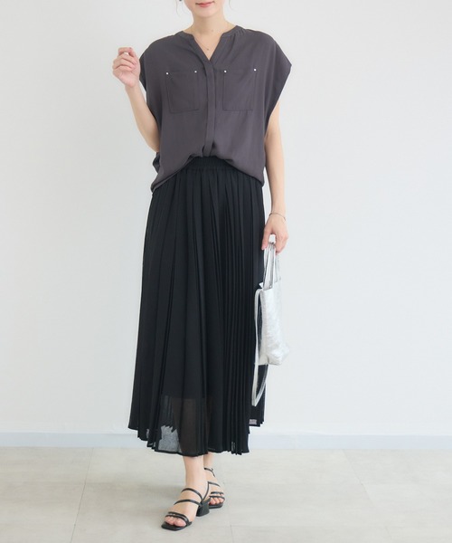 KATHARINE ROSS(キャサリンロス)の「【KATHARINE ROSS】【COOL/UV/DRY】スキッパー衿ブラウス(シャツ/ブラウス・レディース・チャコールグレー/イエロー・MEDIUM)」の5枚目の写真