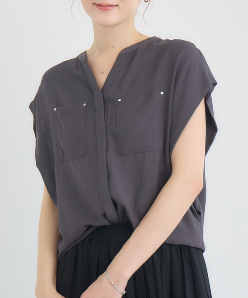 KATHARINE ROSS】【COOL/UV/DRY】スキッパー衿ブラウス（シャツ