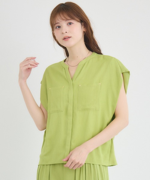 KATHARINE ROSS(キャサリンロス)の「【KATHARINE ROSS】【COOL/UV/DRY】スキッパー衿ブラウス(シャツ/ブラウス・レディース・チャコールグレー/イエロー・MEDIUM)」の3枚目の写真