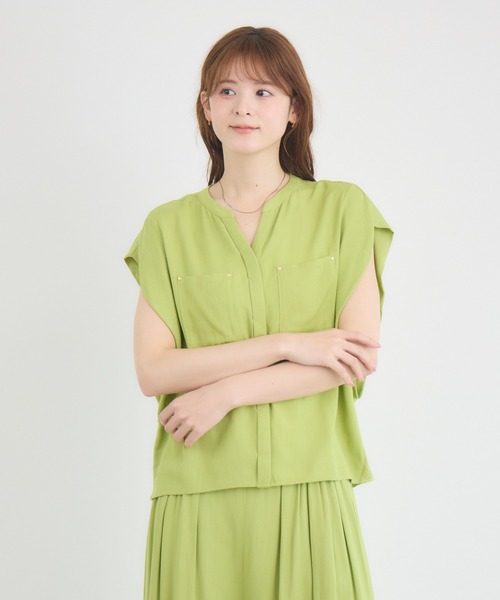 KATHARINE ROSS(キャサリンロス)の「【KATHARINE ROSS】【COOL/UV/DRY】スキッパー衿ブラウス(シャツ/ブラウス・レディース・チャコールグレー/イエロー・MEDIUM)」の4枚目の写真