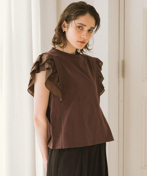 URBAN RESEARCH Sonny Label(アーバンリサーチサニーレーベル)の「フリルフレンチタックスリーブプルオーバー(Tシャツ/カットソー・レディース・ブラック/グレー系その他/ブラウン・FREE)」の3枚目の写真
