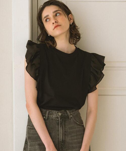 URBAN RESEARCH Sonny Label(アーバンリサーチサニーレーベル)の「フリルフレンチタックスリーブプルオーバー(Tシャツ/カットソー・レディース・ブラック/グレー系その他/ブラウン・FREE)」の4枚目の写真
