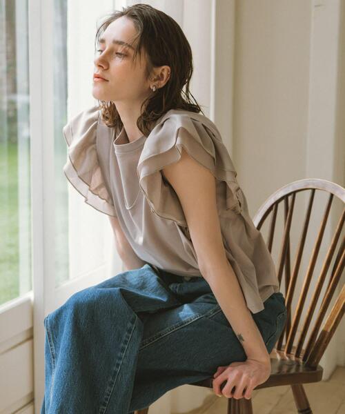 URBAN RESEARCH Sonny Label(アーバンリサーチサニーレーベル)の「フリルフレンチタックスリーブプルオーバー(Tシャツ/カットソー・レディース・ブラック/グレー系その他/ブラウン・FREE)」の14枚目の写真