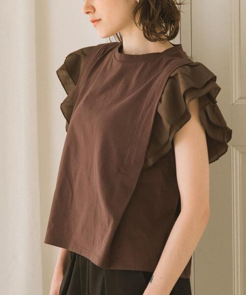 URBAN RESEARCH Sonny Label(アーバンリサーチサニーレーベル)の「フリルフレンチタックスリーブプルオーバー(Tシャツ/カットソー・レディース・ブラック/グレー系その他/ブラウン・FREE)」の21枚目の写真