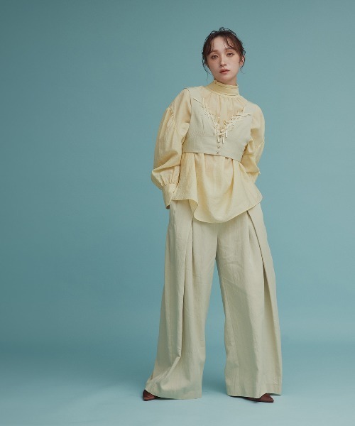 W:Huku(フーク)の「【W:Huku / ドライタッチツイル】リボンビスチェ / Dry-Touch Twill Ribbon Bustier(ベスト・レディース・ブラック/ベージュ・M/L)」の14枚目の写真