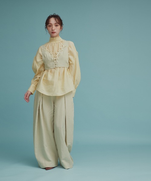 W:Huku(フーク)の「【W:Huku / ドライタッチツイル】リボンビスチェ / Dry-Touch Twill Ribbon Bustier(ベスト・レディース・ブラック/ベージュ・M/L)」の17枚目の写真