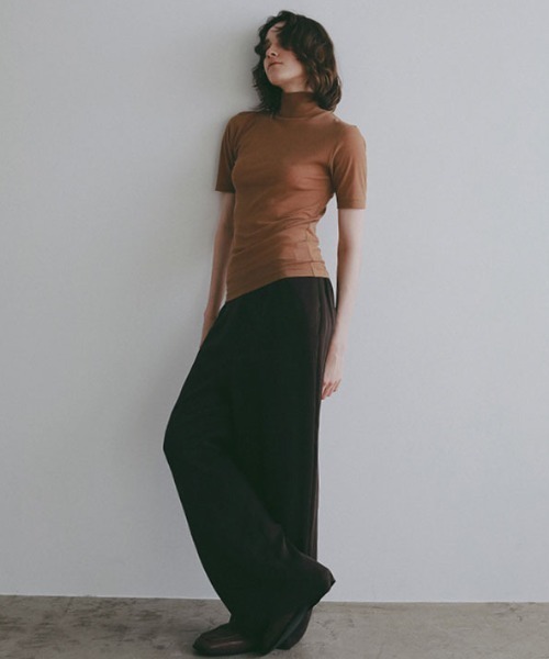 ETRE TOKYO(エトレトウキョウ)の「ハーフスリーブハイネックシアープルオーバー(Tシャツ/カットソー・レディース・ブラック/ライトベージュ/ホワイト/ライトブラウン・FREE)」の10枚目の写真