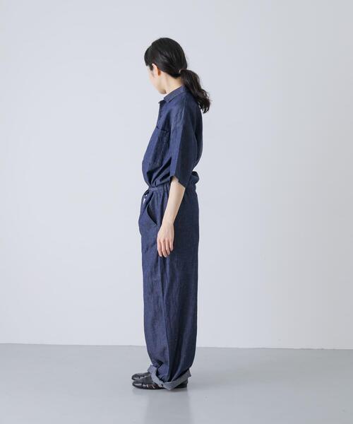 綿麻デニムハーフスリーブオールインワン（その他パンツ）｜かぐれ