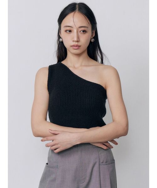 MURUA(ムルーア)の「カップ付きワンショルニットタンク 夏服(タンクトップ・レディース・グレー/ブラック・FREE)」の18枚目の写真