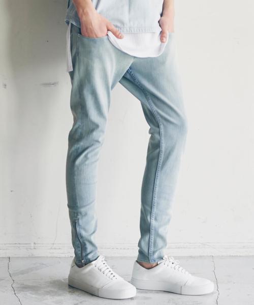 BEAUTY&YOUTH UNITED ARROWS(ビューティーアンドユースユナイテッドアローズ)の「<monkey time>∴ デニム ジップ アンクル ジェギンスパンツ◆(デニムパンツ・メンズ・ブラック/ライトブルー・MEDIUM/X-LARGE/LARGE/SMALL)」の2枚目の写真