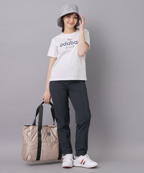 新品タグ付き！adabat　レディースパンツ　サイズ40 ADABAT NAVY】撥水/フルダルピンタックパンツ（その他パンツ）｜adabat