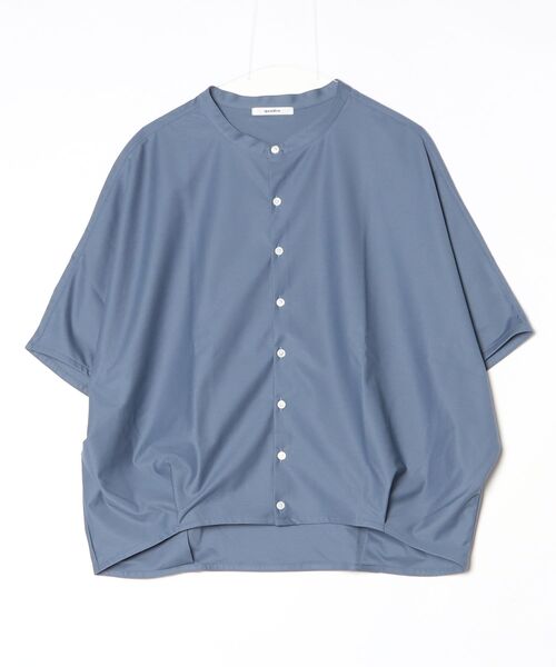 quadro(クオドロ)の「コンパクトツイル6分袖シャツ(Tシャツ/カットソー・レディース・オフホワイト/ダークネイビー/グレー・FREE)」の2枚目の写真