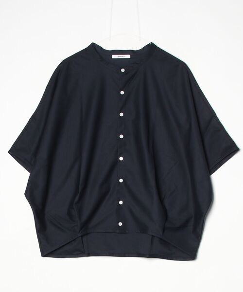 quadro(クオドロ)の「コンパクトツイル6分袖シャツ(Tシャツ/カットソー・レディース・オフホワイト/ダークネイビー/グレー・FREE)」の3枚目の写真