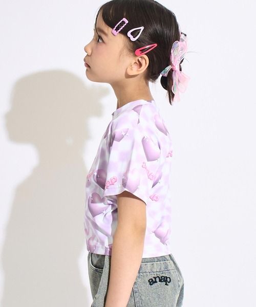 ANAP kids(アナップキッズ)の「3Dハート フラッグ チェック Tシャツ(Tシャツ/カットソー・キッズ・ピンク/ラベンダー・120/110/130)」の6枚目の写真