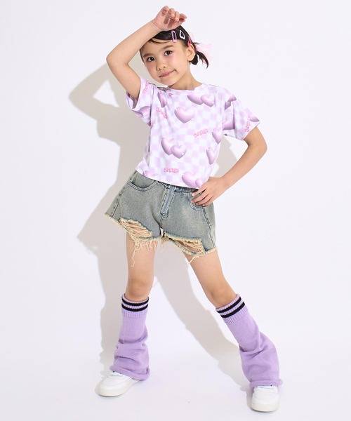 ANAP kids(アナップキッズ)の「3Dハート フラッグ チェック Tシャツ(Tシャツ/カットソー・キッズ・ピンク/ラベンダー・120/110/130)」の8枚目の写真