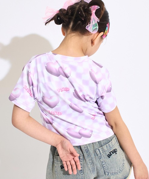 ANAP kids(アナップキッズ)の「3Dハート フラッグ チェック Tシャツ(Tシャツ/カットソー・キッズ・ピンク/ラベンダー・120/110/130)」の7枚目の写真