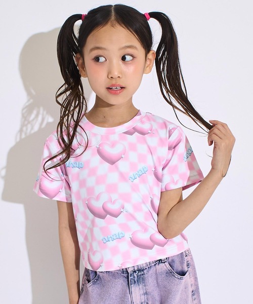 ANAP kids(アナップキッズ)の「3Dハート フラッグ チェック Tシャツ(Tシャツ/カットソー・キッズ・ピンク/ラベンダー・120/110/130)」の10枚目の写真