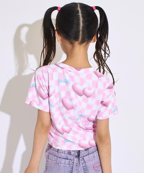 ANAP kids(アナップキッズ)の「3Dハート フラッグ チェック Tシャツ(Tシャツ/カットソー・キッズ・ピンク/ラベンダー・120/110/130)」の11枚目の写真