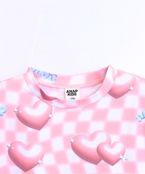 ANAP kids(アナップキッズ)の「3Dハート フラッグ チェック Tシャツ(Tシャツ/カットソー・キッズ・ピンク/ラベンダー・120/110/130)」の16枚目の写真