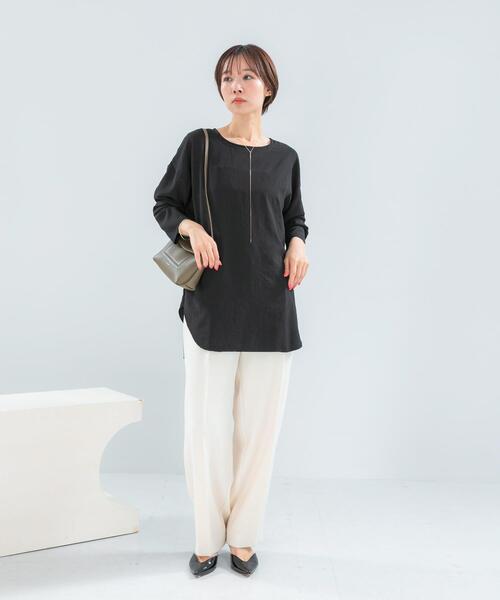 URBAN RESEARCH ROSSO WOMEN（アーバンリサーチ　ロッソ）の「ストレッチジョーゼットプルオーバー（Tシャツ/カットソー・レディース・オフホワイト/ブラック・FREE）」の14枚目の写真