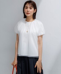 コットンポンチ チュールレイヤード カットソー