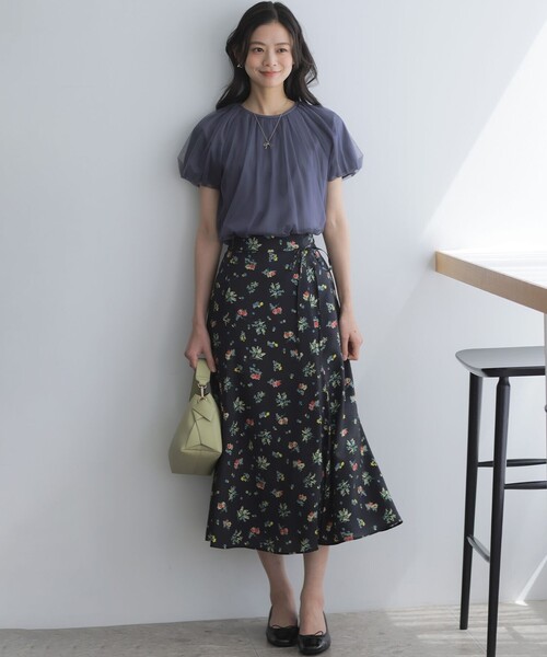 組曲（クミキョク）の「コットンポンチ チュールレイヤード カットソー（Tシャツ/カットソー・レディース・ブラック系/ホワイト系/グレー系・2/3）」の6枚目の写真