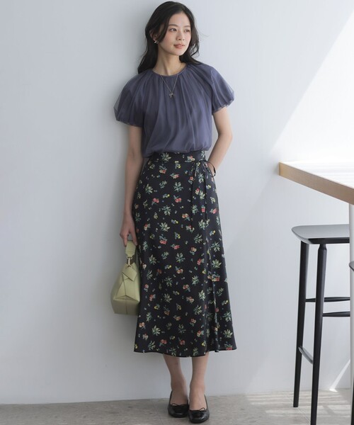 組曲（クミキョク）の「コットンポンチ チュールレイヤード カットソー（Tシャツ/カットソー・レディース・ブラック系/ホワイト系/グレー系・2/3）」の7枚目の写真