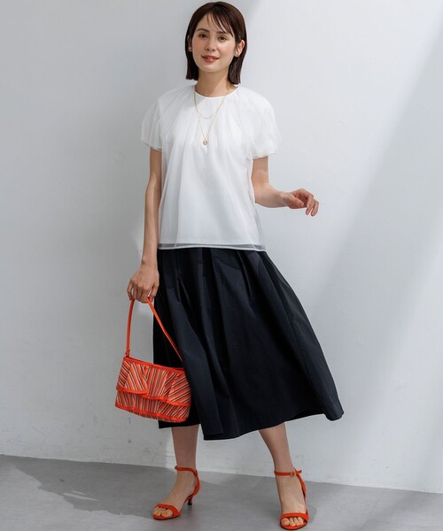 組曲（クミキョク）の「コットンポンチ チュールレイヤード カットソー（Tシャツ/カットソー・レディース・ブラック系/ホワイト系/グレー系・2/3）」の12枚目の写真