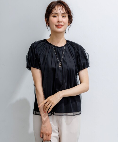 組曲（クミキョク）の「コットンポンチ チュールレイヤード カットソー（Tシャツ/カットソー・レディース・ブラック系/ホワイト系/グレー系・2/3）」の16枚目の写真