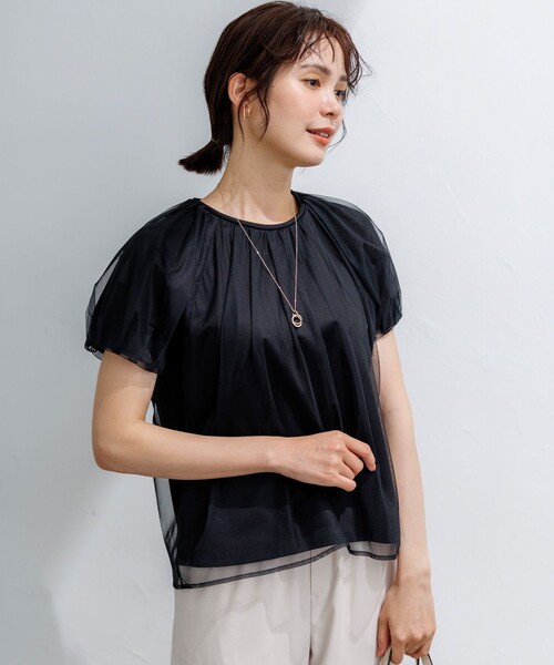 組曲（クミキョク）の「コットンポンチ チュールレイヤード カットソー（Tシャツ/カットソー・レディース・ブラック系/ホワイト系/グレー系・2/3）」の18枚目の写真