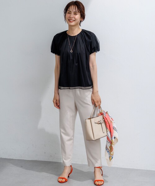 組曲（クミキョク）の「コットンポンチ チュールレイヤード カットソー（Tシャツ/カットソー・レディース・ブラック系/ホワイト系/グレー系・2/3）」の19枚目の写真