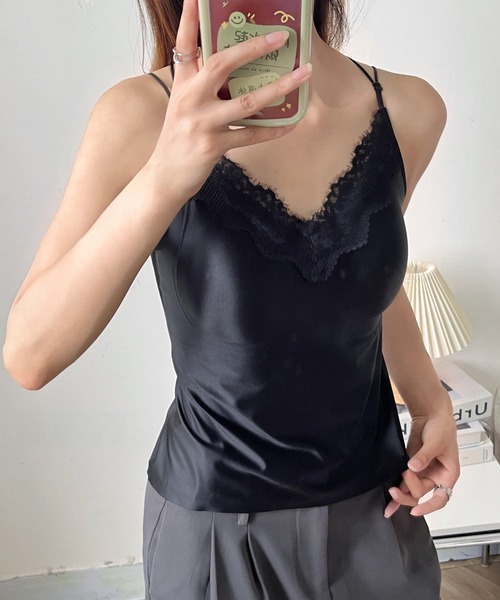 by LEGNA(バイレグナ)の「カップ付きレースキャミソール(キャミソール・レディース・グレー/ブラック/アイボリー・LARGE/X-LARGE/MEDIUM)」の8枚目の写真