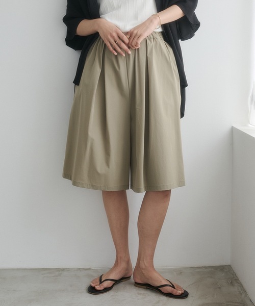 hunch(ハンチ)の「【接触冷感】タックハーフパンツ(その他パンツ・レディース・チョコ/ブラック/カーキ・FREE)」の3枚目の写真
