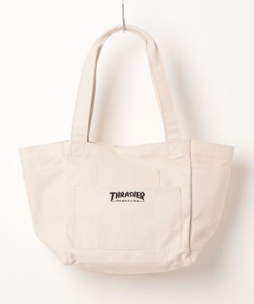 THRASHER(スラッシャー)の「THRASHER OUT POCKET TOTE BAG(ST)(トートバッグ・メンズ・ホワイト系その他/ホワイト系その他2・FREE)」の1枚目の写真