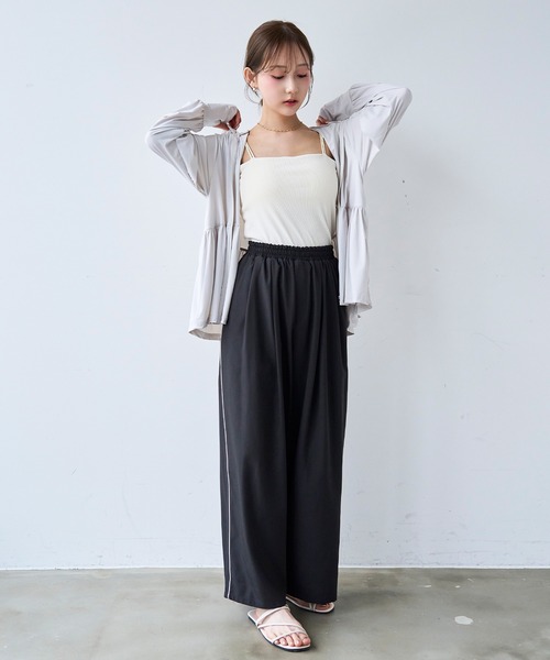 mil(ミル)の「ライン リラックス タックパンツ / トラックパンツ 【587213】(その他パンツ・レディース・チャコールグレー/ブラック/モカ・FREE/S-Short/S-Regular/M-Short)」の4枚目の写真