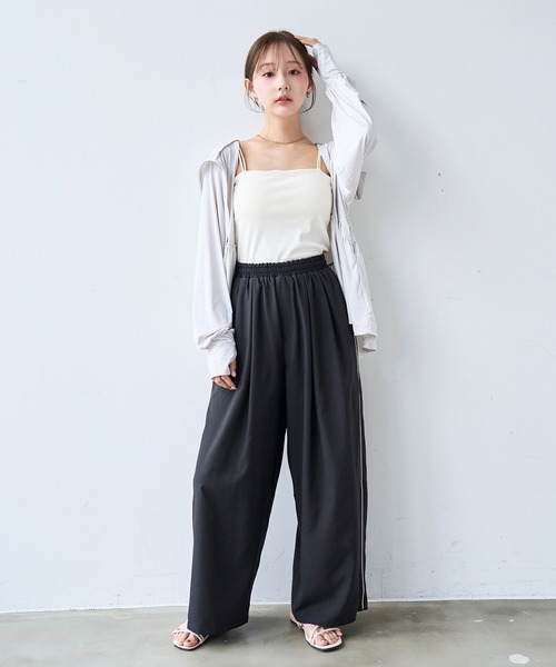mil(ミル)の「ライン リラックス タックパンツ / トラックパンツ 【587213】(その他パンツ・レディース・チャコールグレー/ブラック/モカ・FREE/S-Short/S-Regular/M-Short)」の7枚目の写真