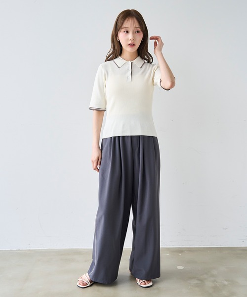 mil(ミル)の「ライン リラックス タックパンツ / トラックパンツ 【587213】(その他パンツ・レディース・チャコールグレー/ブラック/モカ・FREE/S-Short/S-Regular/M-Short)」の8枚目の写真