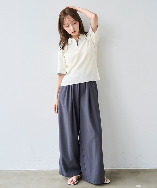 mil(ミル)の「ライン リラックス タックパンツ / トラックパンツ 【587213】(その他パンツ・レディース・チャコールグレー/ブラック/モカ・FREE/S-Short/S-Regular/M-Short)」の12枚目の写真