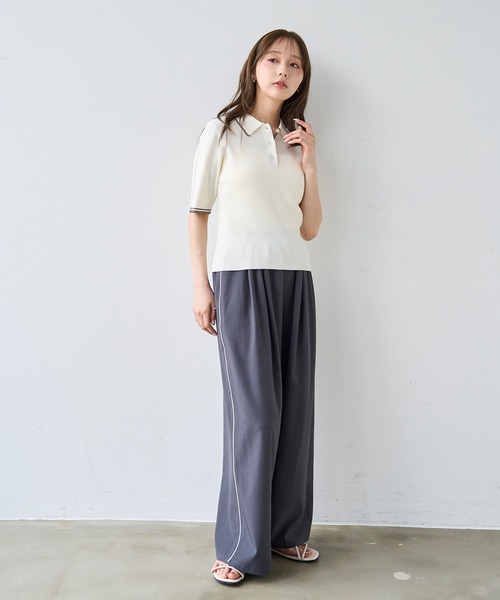 mil(ミル)の「ライン リラックス タックパンツ / トラックパンツ 【587213】(その他パンツ・レディース・チャコールグレー/ブラック/モカ・FREE/S-Short/S-Regular/M-Short)」の11枚目の写真