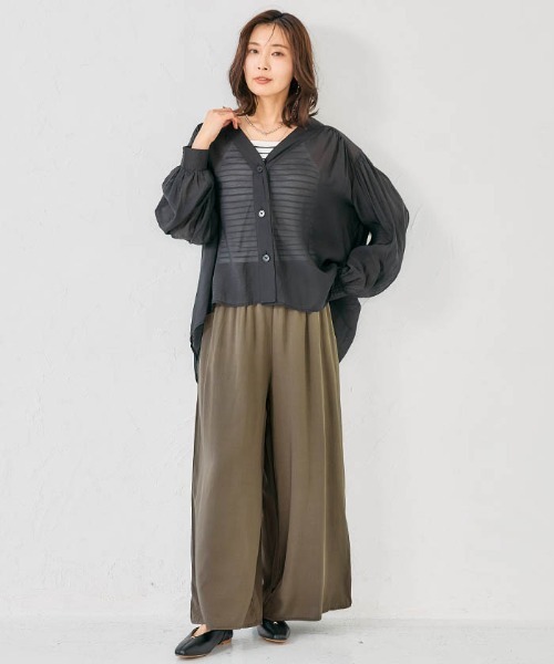 aquagarage(アクアガレージ)の「冷感ワイドパンツ(その他パンツ・レディース・カーキ/アイボリー/ブラック・L2/M2/L/M/L1/M1)」の5枚目の写真