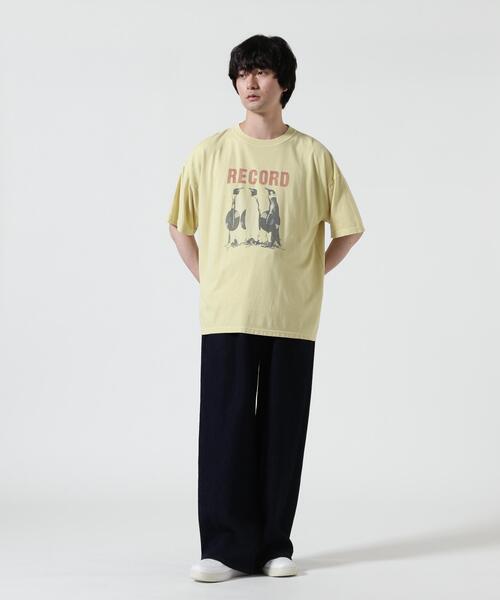 REMI RELIEF(レミレリーフ)の「REMI RELIEF(レミレリーフ) 別注20/-天竺BIGサイズTシャツ(RECORD)(Tシャツ/カットソー・メンズ・グレー系その他3/イエロー・M/L/XL)」の5枚目の写真