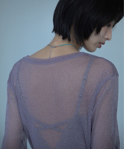 VACANCY(ヴァカンシー)の「ラメクルーシアートップス(Tシャツ/カットソー・レディース・ダークグリーン/ブラック/ライトグレー/ダークブルー/ボルドー/ブラウン/グレー/パープル/ブルー・FREE)」の11枚目の写真