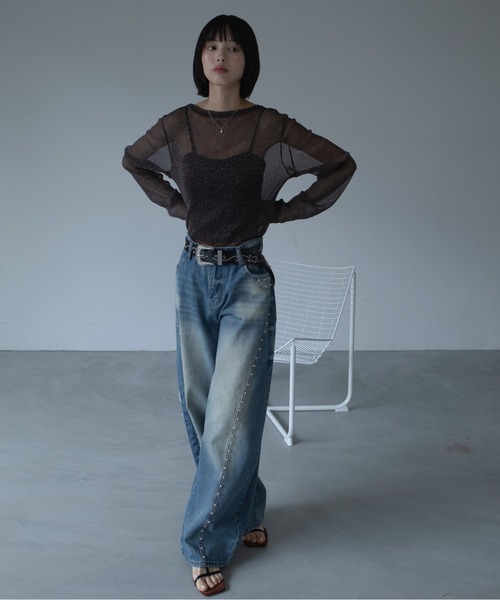 VACANCY(ヴァカンシー)の「ラメクルーシアートップス(Tシャツ/カットソー・レディース・ダークグリーン/ブラック/ライトグレー/ダークブルー/ボルドー/ブラウン/グレー/パープル/ブルー・FREE)」の19枚目の写真