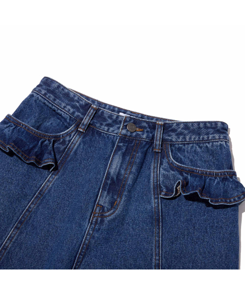 KIRSH（キルシー）の「ラッフルディテールワイドフィットデニムパンツ[ダークブルー]（デニムパンツ・レディース・その他・MEDIUM/SMALL）」の3枚目の写真
