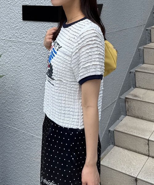 CIAOPANIC(チャオパニック)の「モーターロゴフリルリンガーTee(Tシャツ/カットソー・レディース・アイボリー/オフホワイト/ブラック/イエロー・ONE SIZE)」の8枚目の写真