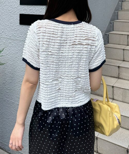 CIAOPANIC(チャオパニック)の「モーターロゴフリルリンガーTee(Tシャツ/カットソー・レディース・アイボリー/オフホワイト/ブラック/イエロー・ONE SIZE)」の9枚目の写真