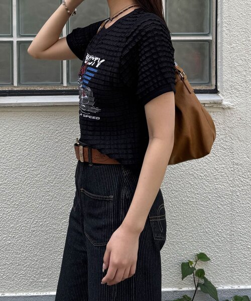CIAOPANIC(チャオパニック)の「モーターロゴフリルリンガーTee(Tシャツ/カットソー・レディース・アイボリー/オフホワイト/ブラック/イエロー・ONE SIZE)」の16枚目の写真